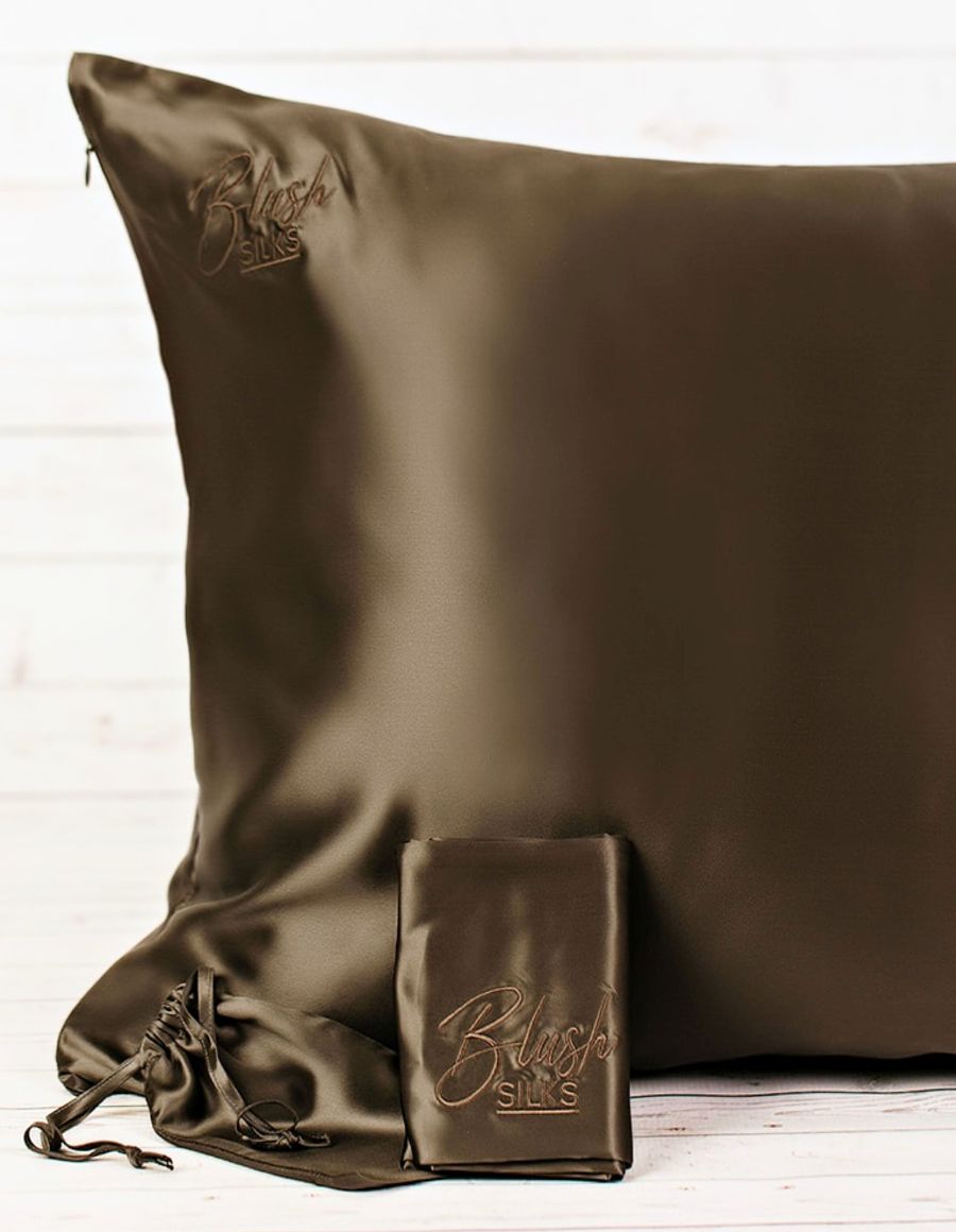 NEW - Blush Silks 100% Pure Mulberry Silk Pillowcase - Chocolate