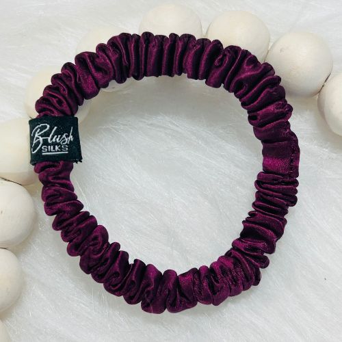 NEW Blush Silks Mini Pure Silk Scrunchie - Sangria