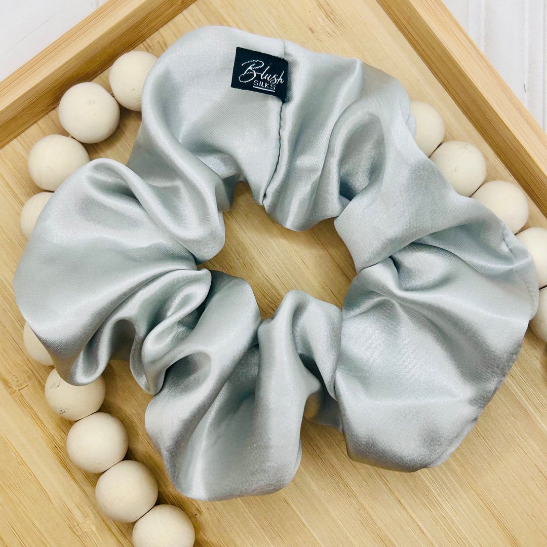 Blush Silks Pewter Scrunchie