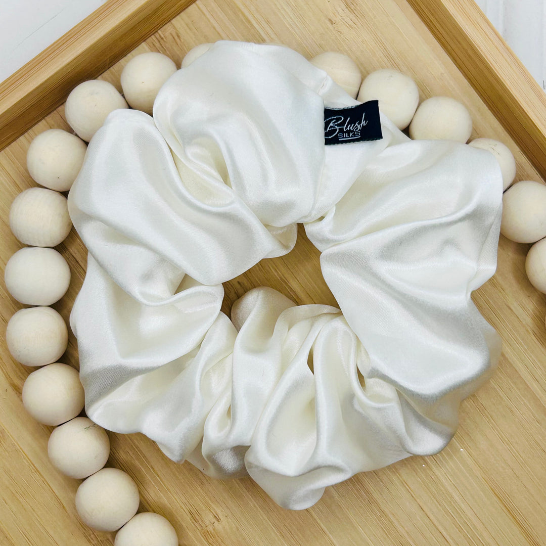 Blush Silks Pearl Scrunchie