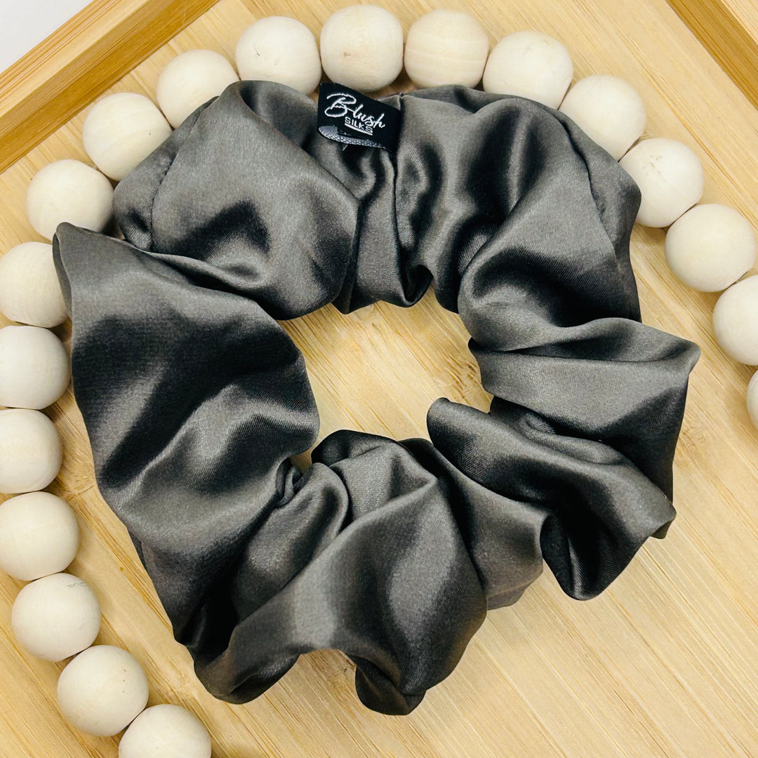 Blush Silks Classic Charcoal Scrunchie