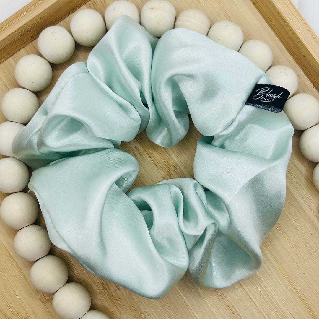 Blush Silks Mint Scrunchie