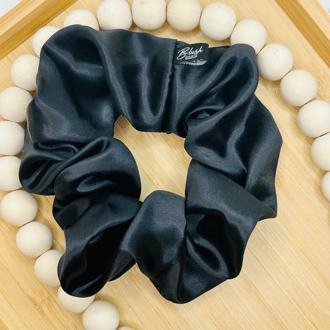 Blush Silks Onyx Scrunchie