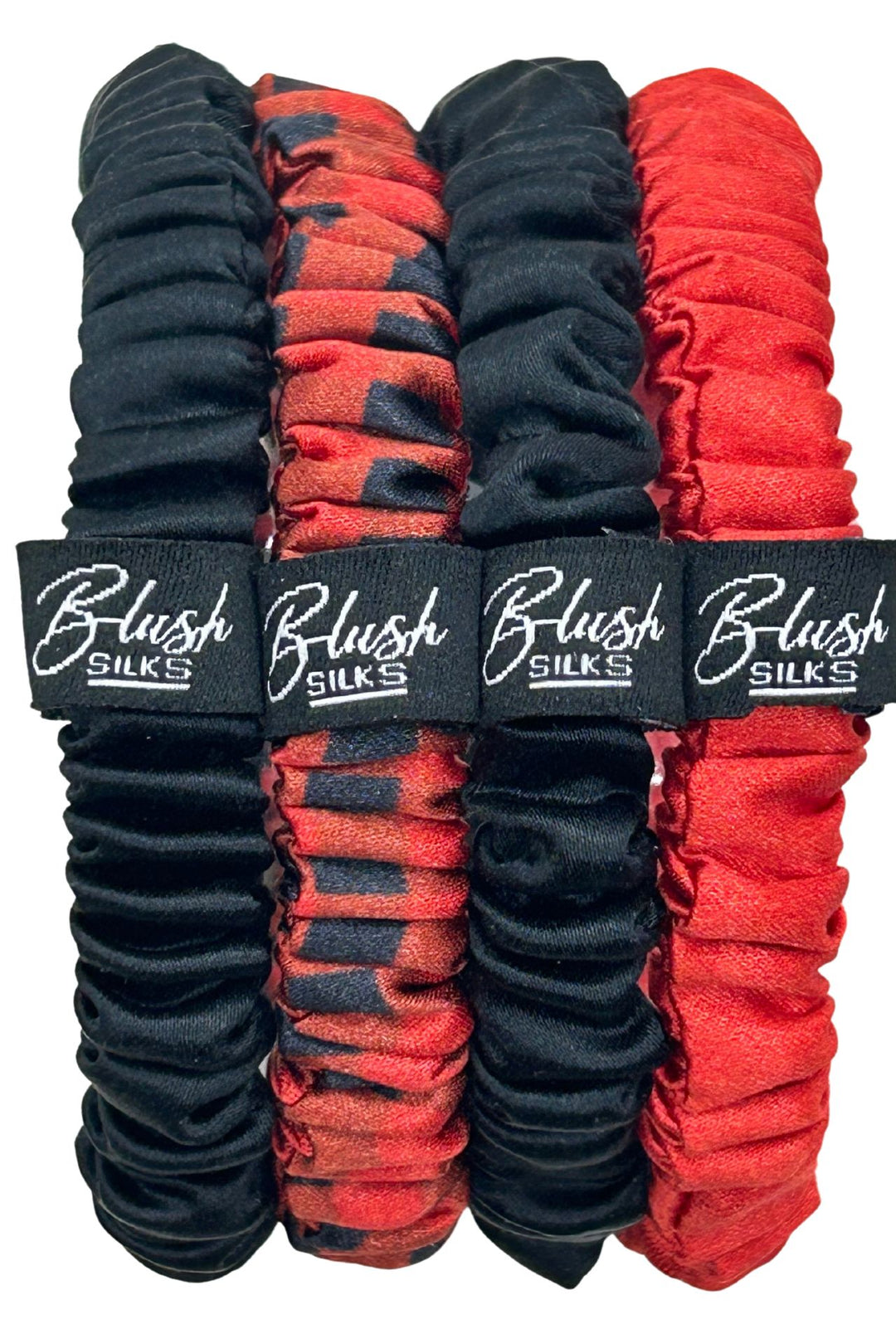 Buffalo Plaid, Red & Onyx Mini Scrunchie 4 Piece Set