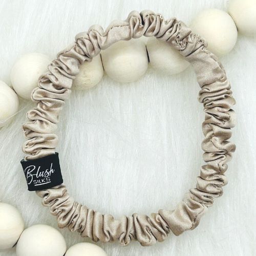 Blush Silks Mini Pure Silk Scrunchie - Champagne