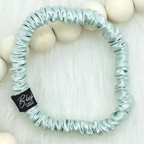 Blush Silks Mini Pure Silk Scrunchie - Mint