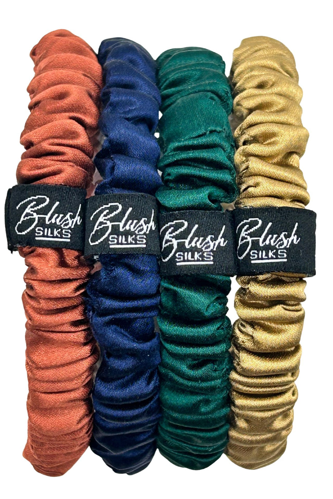 Top Knot Mini Scrunchie 4 Piece Set - Dusk, Gold, Emerald & Navy