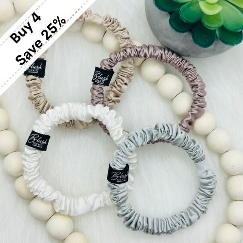 Blush Silks Pure Silk Mini Scrunchie Singles - Buy 4 Save 25%