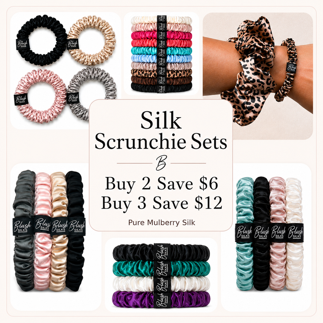 Blush Silks Pure Mulberry Silk Mini Scrunchie Sets