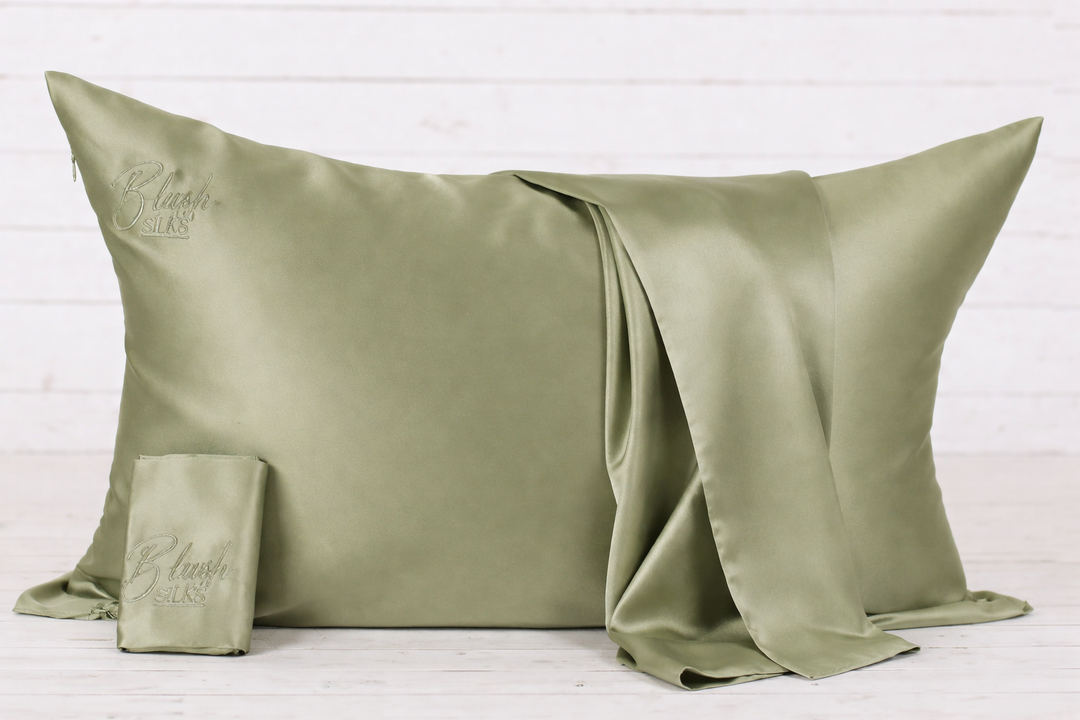 Sage Silk Pillowcase – 22 Momme Mulberry Silk for Hair & Skin | Blush Silks Canada