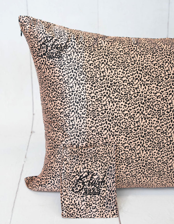 Blush Silks 100% Pure Mulberry Silk Pillowcase - Pink Leopard