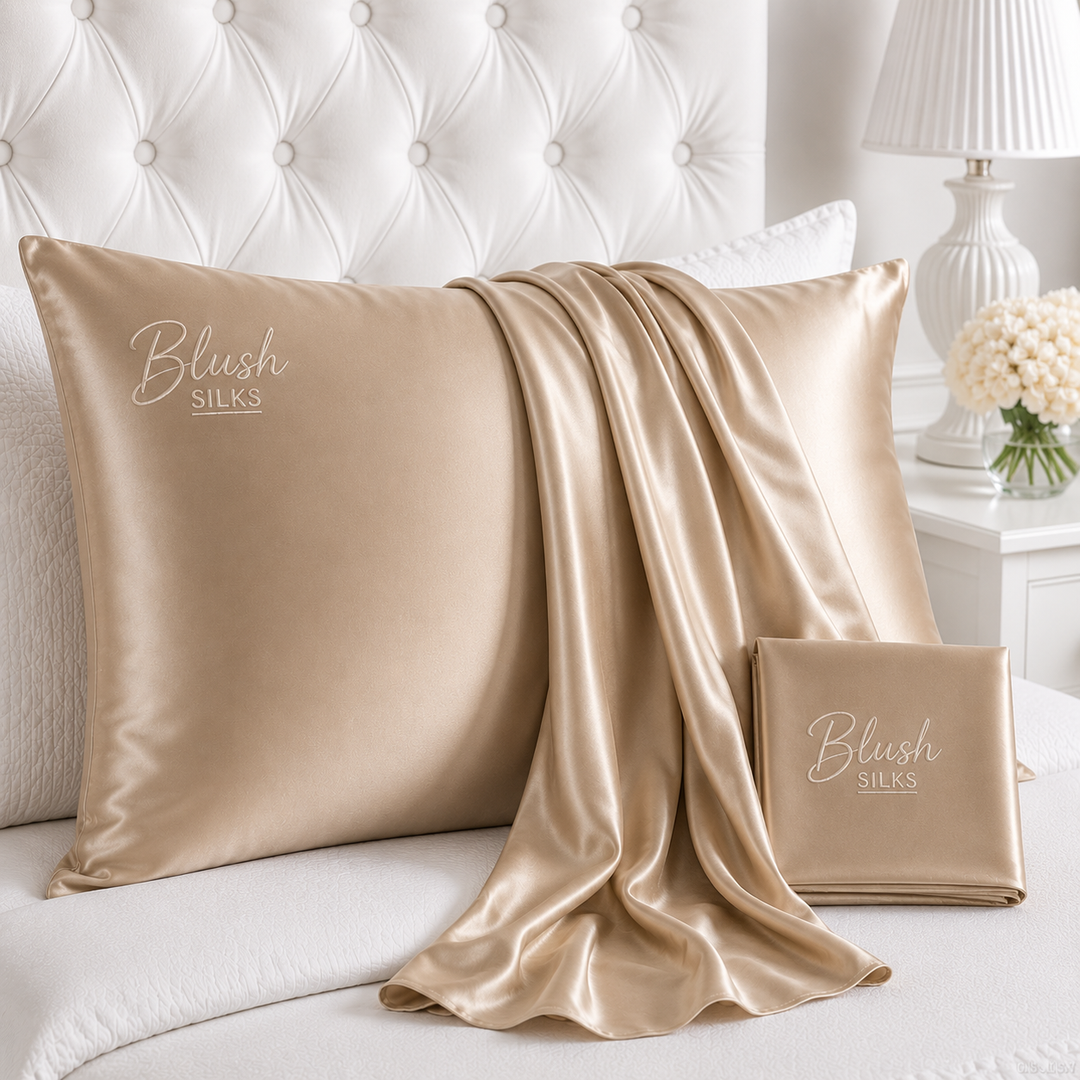 22 momme mulberry silk pillowcase in champagne by Blush Silks