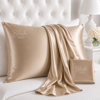 22 momme mulberry silk pillowcase in champagne by Blush Silks