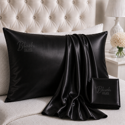 22 momme mulberry silk pillowcase in black onyx by Blush Silks