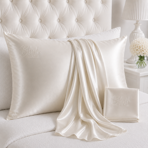22 momme pure mulberry silk pillowcase in pearl ivory white by Blush Silks