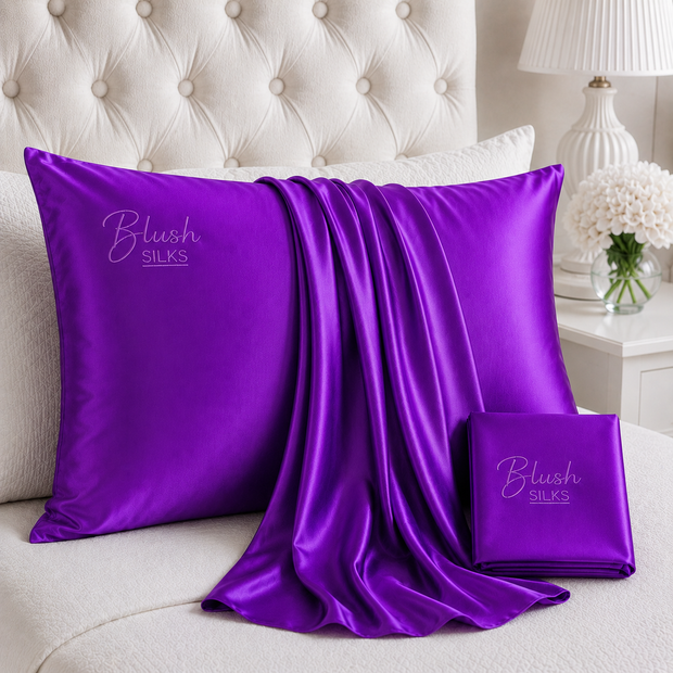 22 momme pure mulberry silk pillowcase in luxury purple by Blush Silks