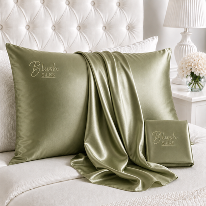 22 momme mulberry silk pillowcase in sage green by Blush Silks