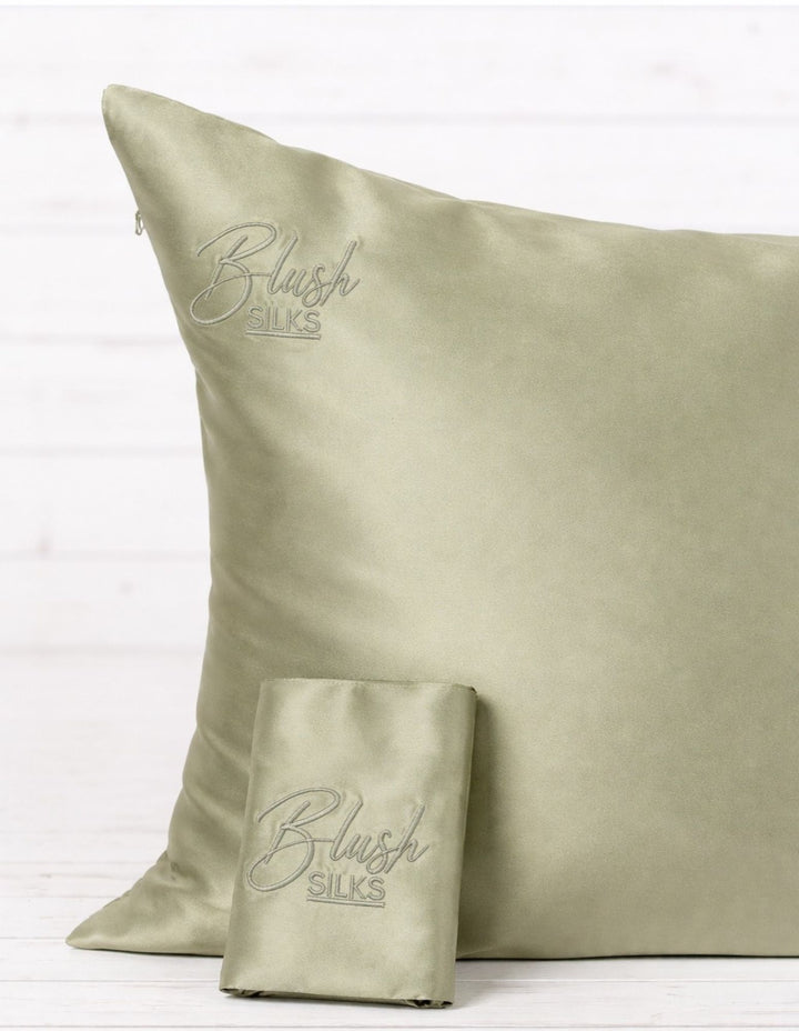 Sage Silk Pillowcase – 22 Momme Mulberry Silk for Hair & Skin | Blush Silks Canada