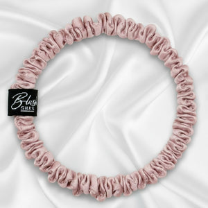 Blush pink mini 100 percent mulberry silk scrunchie by Blush Silks