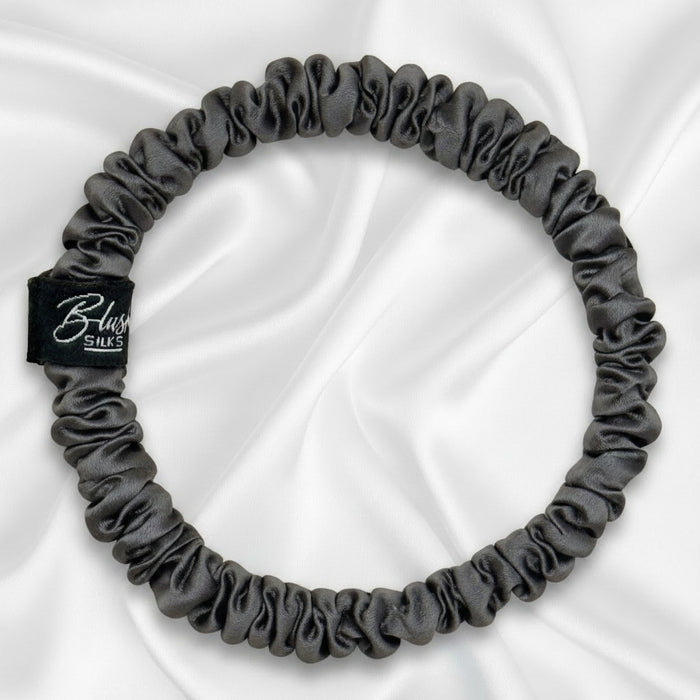 Charcoal Grey Mini Mulberry Silk Scrunchie