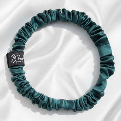 Emerald green mini mulberry silk scrunchie by Blush Silks