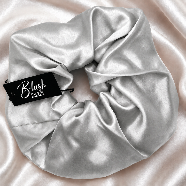 Blush Silks oversize Pewter Mulberry Silk Scrunchie