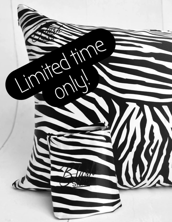 LIMITED TIME ONLY- Blush Silks 100% Pure Mulberry Silk Pillowcase -Zebra
