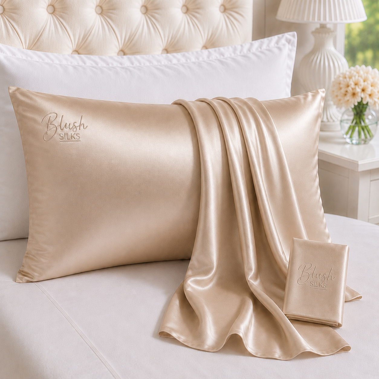 Champagne 22 Momme Grade 6A Mulberry Silk pillowcase by Blush Silks