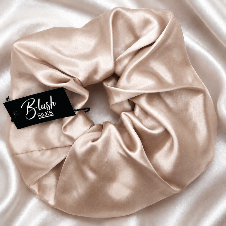 Blush Silks oversize Champagne Mulberry Silk Scrunchie