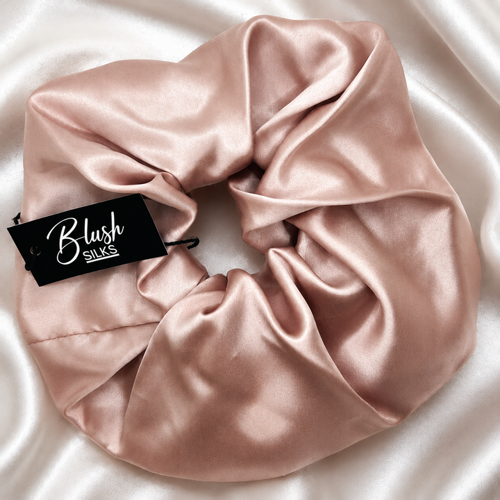 Blush Silks Lotus oversized 22 Momme Grade 6A 100% pure mulberry silk scrunchie.