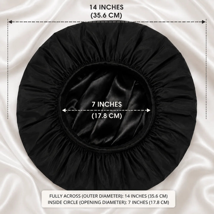 Onyx Black Classic Silk Sleep Bonnet - 100% Mulberry Silk