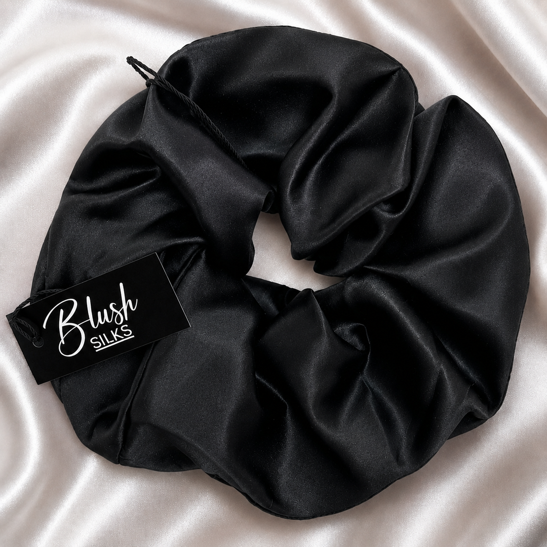 Blush Silks oversize Onyx Mulberry Silk Scrunchie 