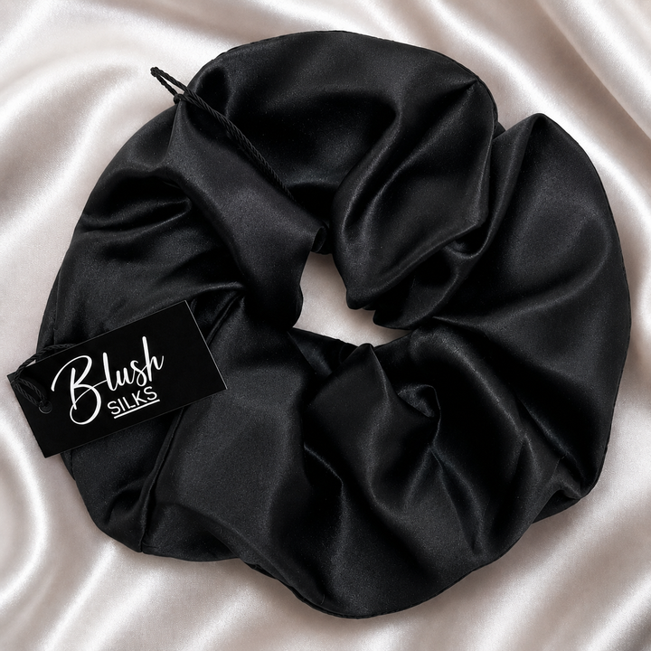 Blush Silks oversize Onyx Mulberry Silk Scrunchie 